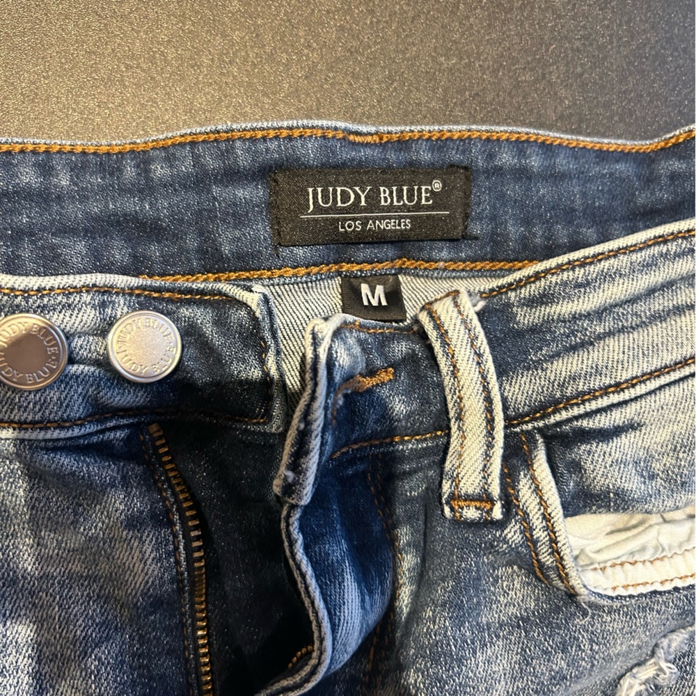 Judy Blue Women's Ripped Jean Shorts - Light Blue - Picture 2 of 6